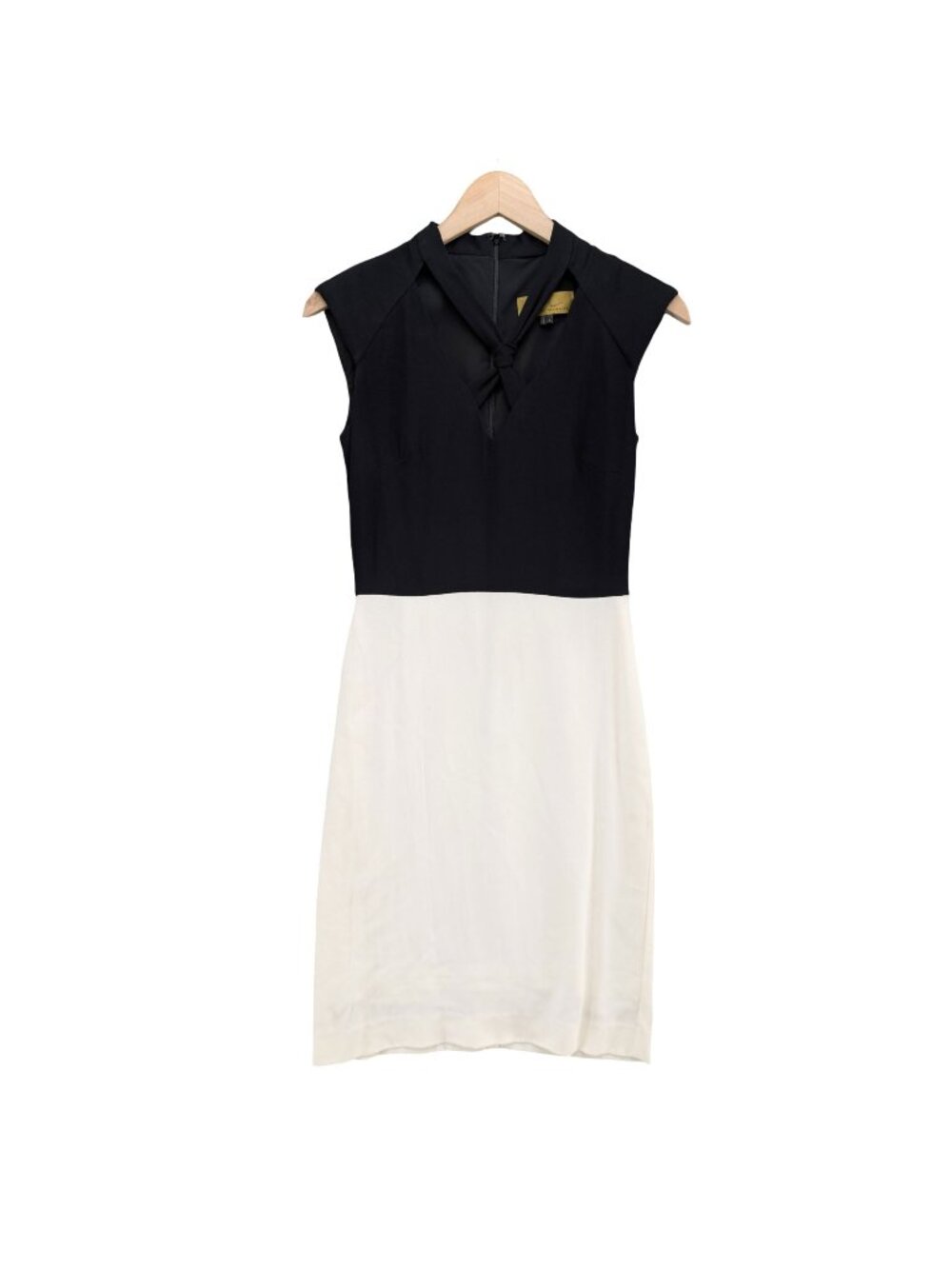Nicole Miller Colorblock Sheath Dress Black White Sleeveless Cutout Size 6